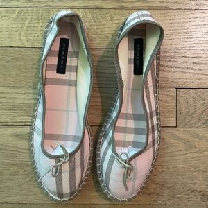 BURBERRY Canvas Pink Plaid Flat Espadrille Shoes - NWOT / Sz EU 39